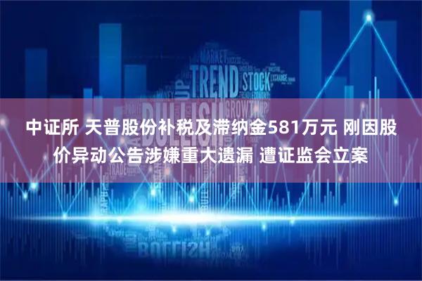 中证所 天普股份补税及滞纳金581万元 刚因股价异动公告涉嫌重大遗漏 遭证监会立案